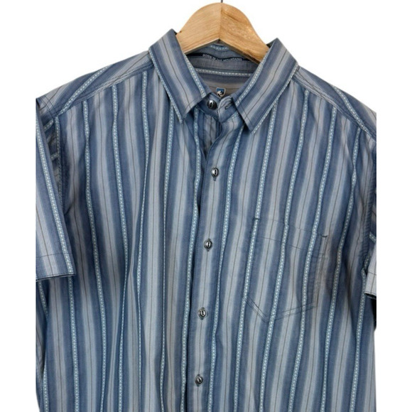 Kuhl Born in the Mountains Men's L Blue Striped Comfort Shirt - Picture 2 of 9